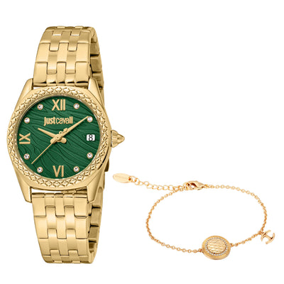 Just Cavalli SET Niezłomny Animalier Żółte Złoto Zielony