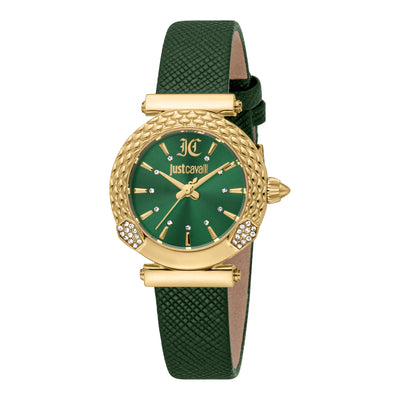 Just Cavalli Animalier Mistero Skórzany Wąż Żółte Złoto Zielony