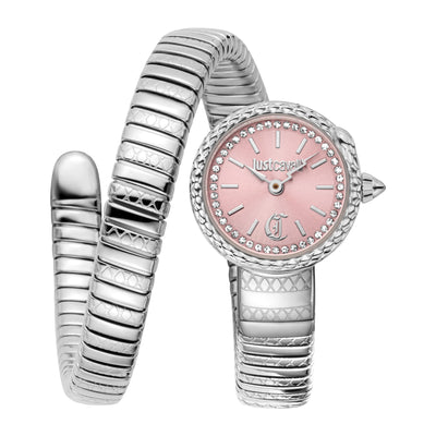 Just Cavalli Signature Snake Sirena Srebro Różowy