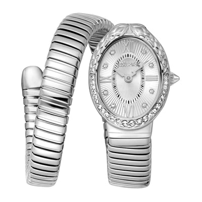 Just Cavalli Signature Snake Fiore Srebrny