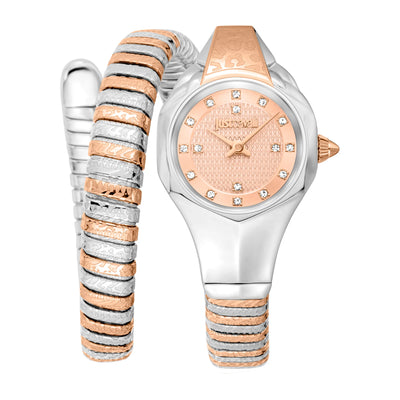 Just Cavalli Signature Snake Amalfi Dwukolorowy RG Łosoś