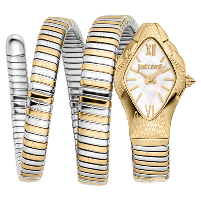 Just Cavalli Signature Snake Cristallo Dwukolorowy YG Srebrny MOP