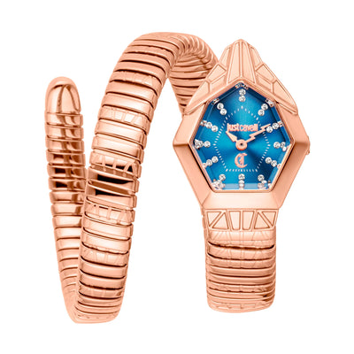 Just Cavalli Signature Snake Gemma Rose Gold Blue