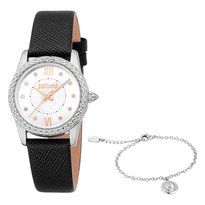 Just Cavalli SET Sublime Animalier Skórzany Czarny Srebrny