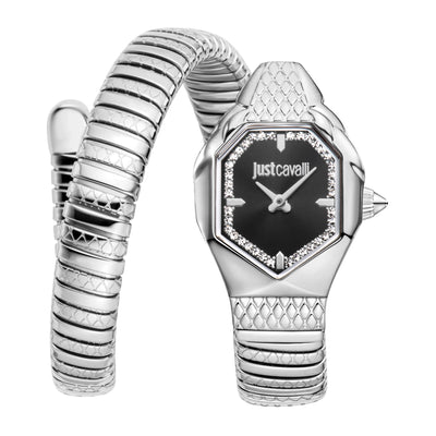 Just Cavalli Signature Snake Aria Srebrny Czarny
