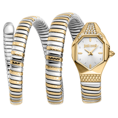 Just Cavalli Signature Snake Ambra Dwukolorowy YG Srebrny