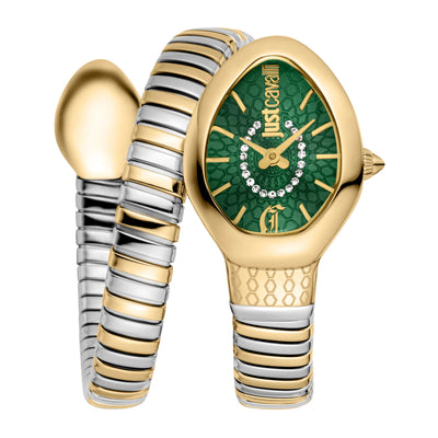 Just Cavalli Signature Snake Eclisse Dwukolorowy YG Srebrny Zielony