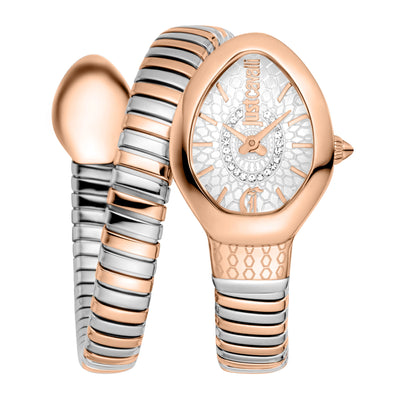 Just Cavalli Signature Snake Eclisse Dwukolorowy RG Srebrny