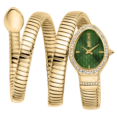 Just Cavalli Signature Snake Carezza Żółte Złoto Zielony