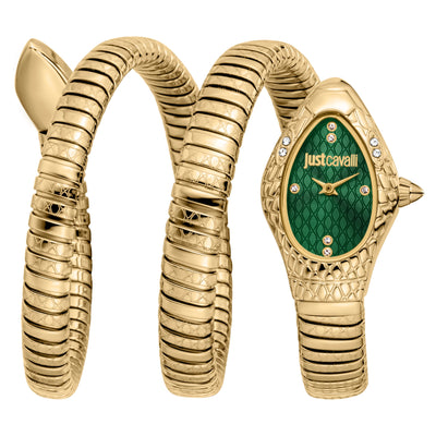 Just Cavalli Signature Snake Aurela Żółte Złoto Zielony