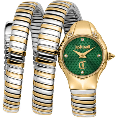 Just Cavalli Signature Snake Amanta Żółte złoto Srebro Zielony